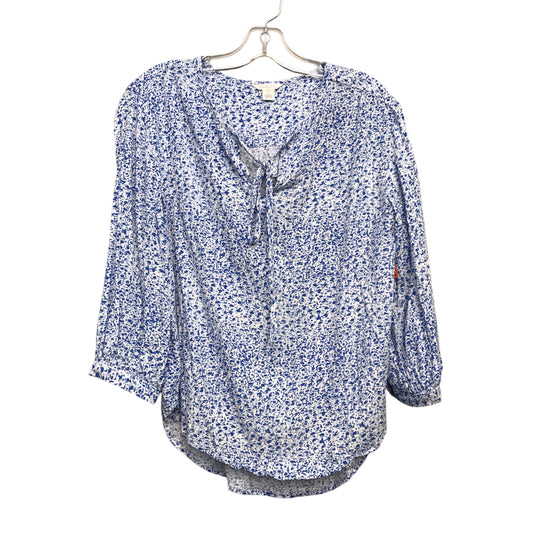 Top 3/4 Sleeve By Caslon In Blue & White, Size:S