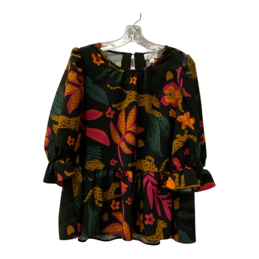 Top 3/4 Sleeve By Mudpie In Black & Pink, Size:L