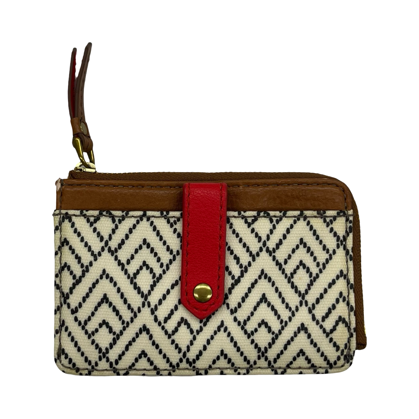 Wallet Leather By Fossil In Brown & Red, Size:Small