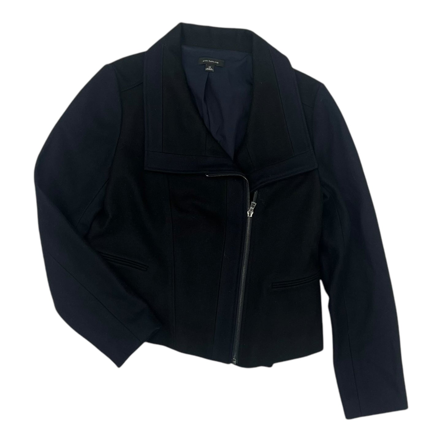 Jacket Other By Ann Taylor In Black & Blue, Size:L