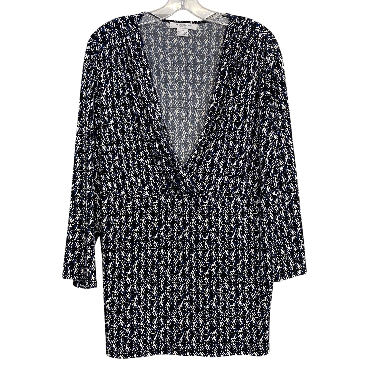 Top Ls By Liz Claiborne In Black & White, Size:3X