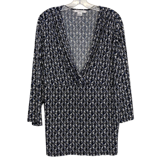 Top Ls By Liz Claiborne In Black & White, Size:3X