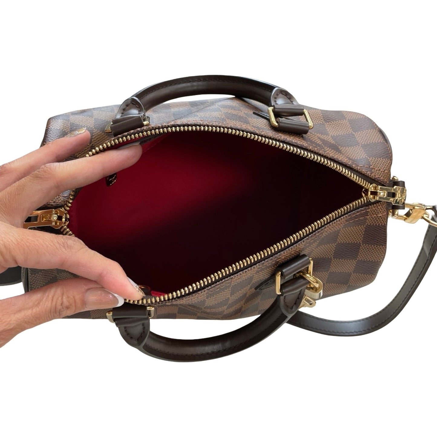 Handbag Luxury Designer By Louis Vuitton In Brown, Size:Small