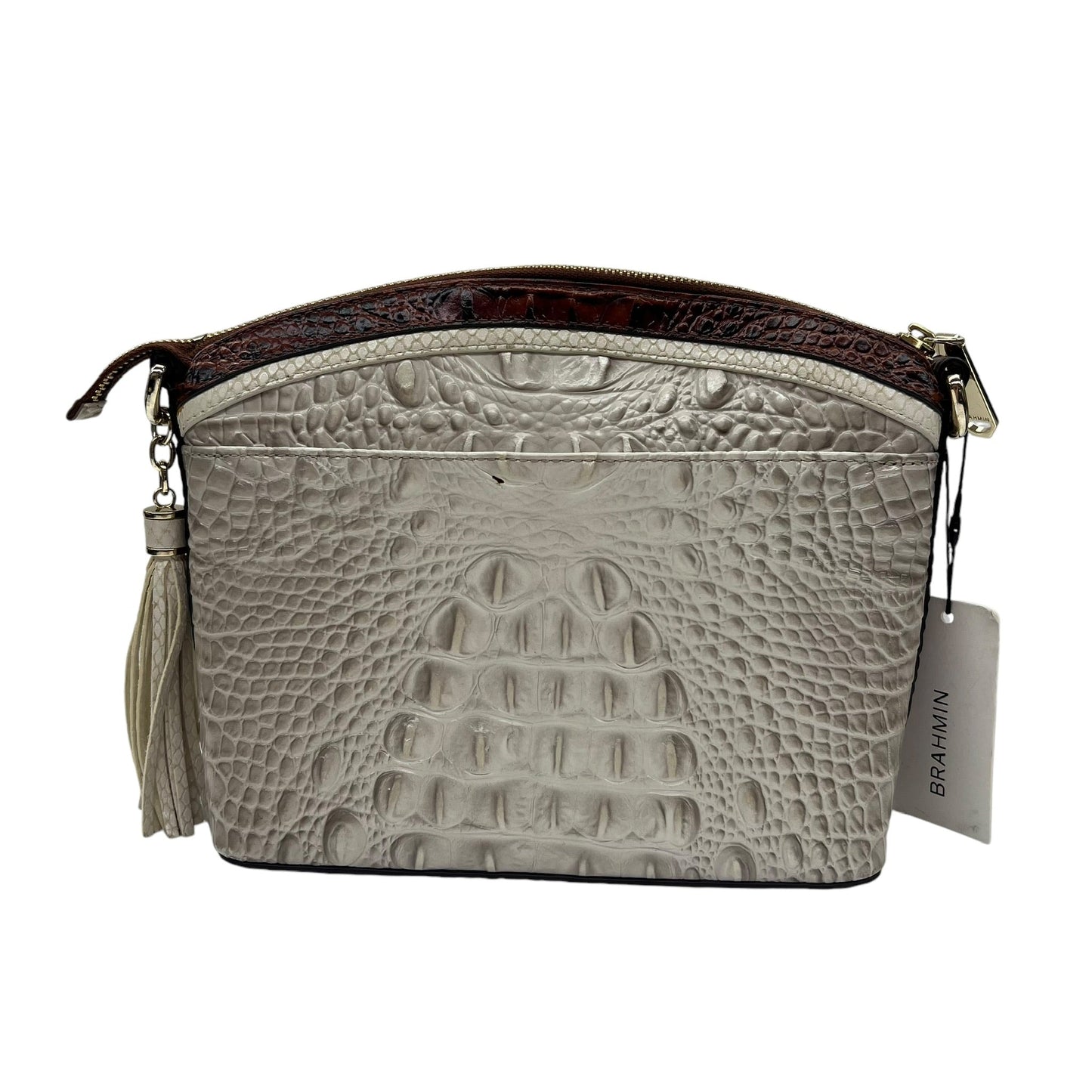 Crossbody Designer By Brahmin In Cream, Size:Small