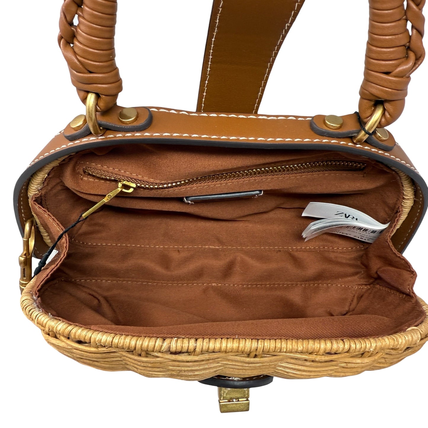Rigid Mini Rattan Crossbody Bag By Zara, Size: Small