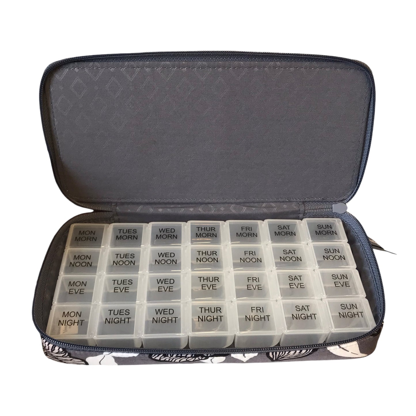 Pill Case By Vera Bradley In Grey & White