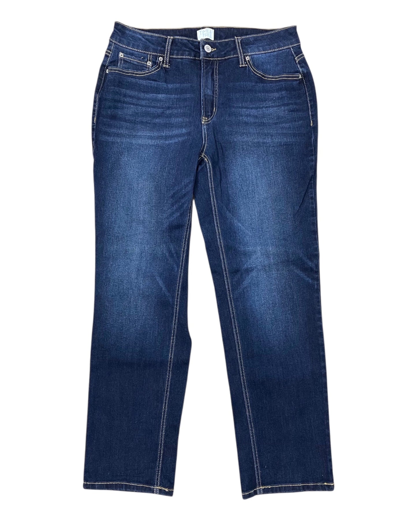Jeans Straight By Time And Tru In Blue Denim, Size:12