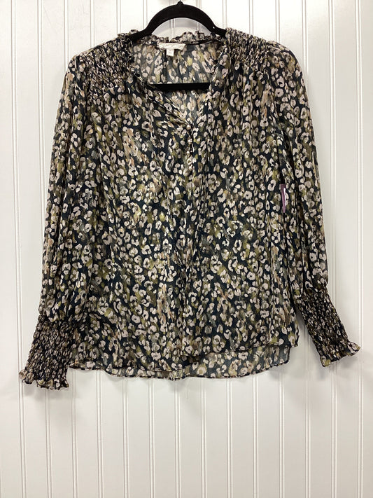 Blouse Ls By By The River In Brown & Gold, Size:S