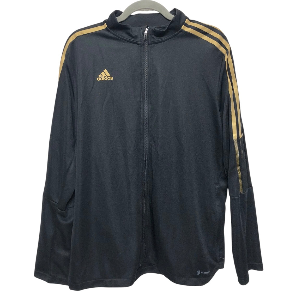 Athletic Jacket By Adidas In Black & Gold, Size:2X