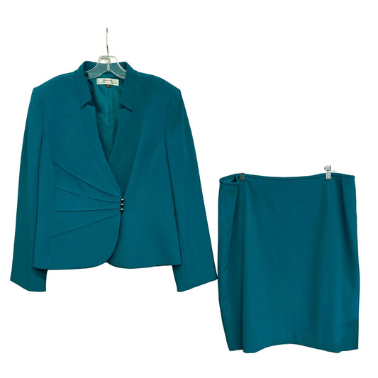 Skirt Suit 2Pc By Tahari By Arthur Levine In Blue, Size:18