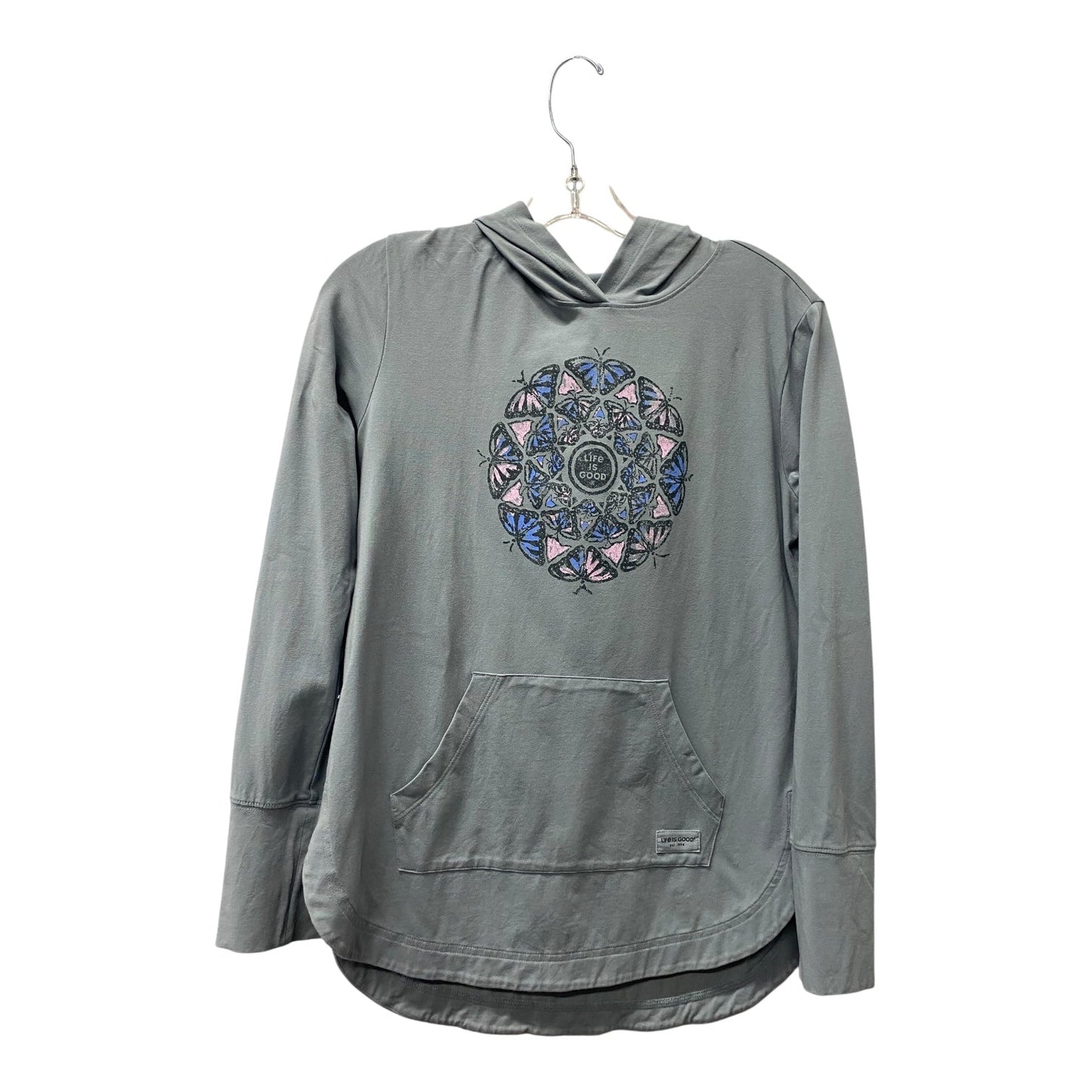 Athletic Sweatshirt Hoodie By Life Is Good In Grey, Size:Xs