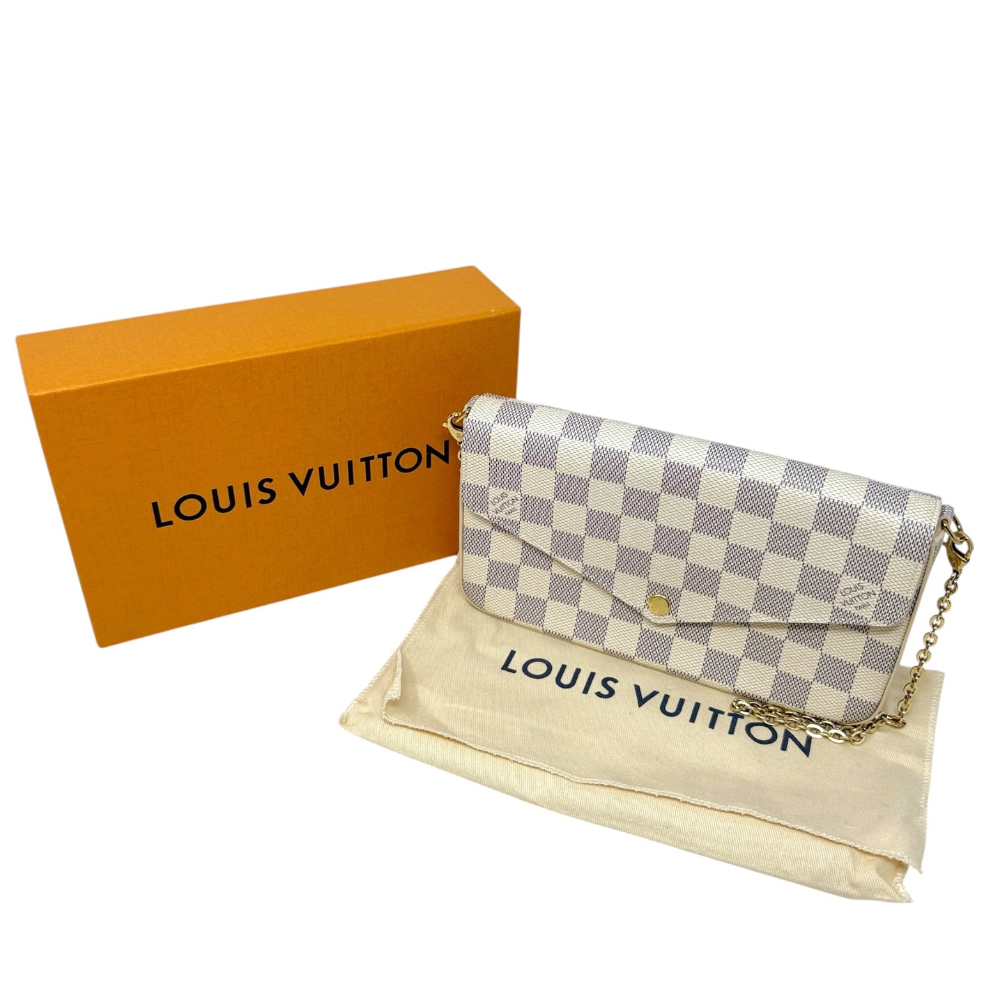 Pochette Félicie In Damier Azur Canvas Luxury Designer By Louis Vuitton, Size: Small