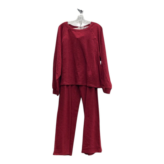 Pants Set 2Pc By Zenana In Red, Size:2X