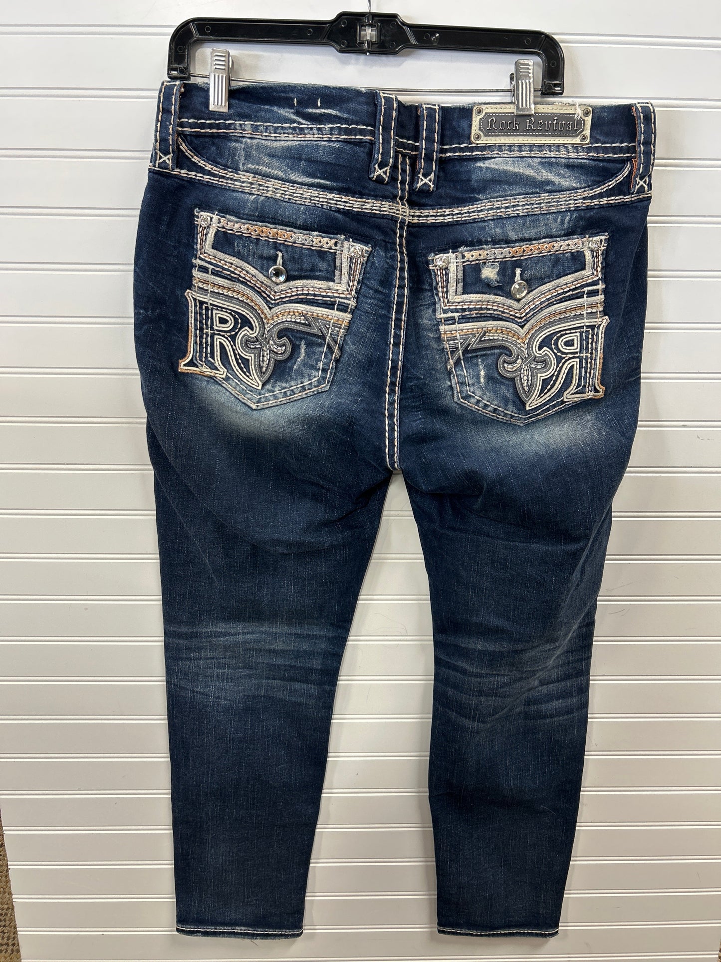Jeans Skinny By Rock Revival In Blue Denim, Size:10