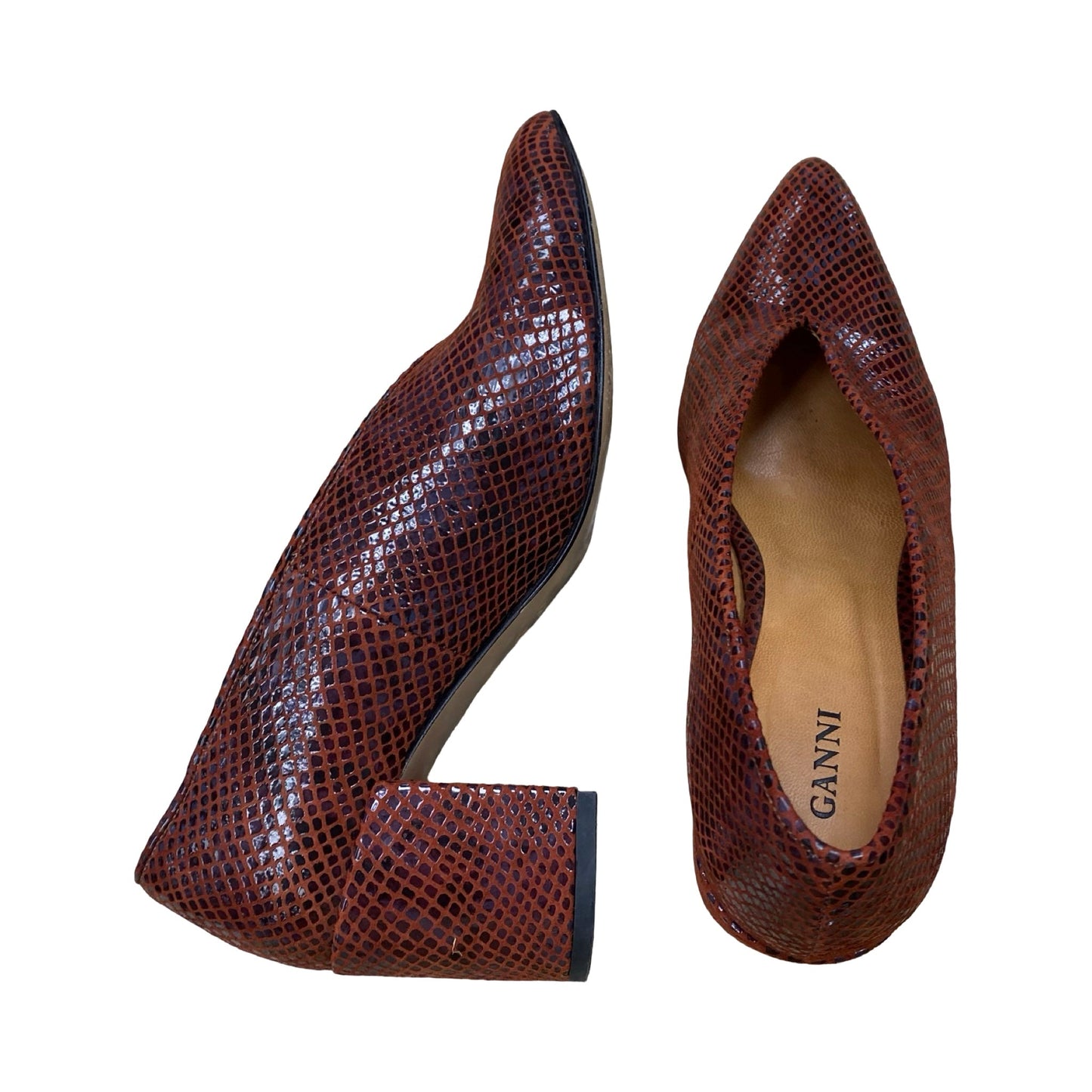 Shoes Heels Block By Ganni In Red, Size:8.5