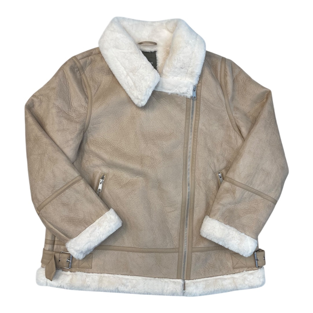 Coat Faux Fur & Sherpa By Maurices In Cream, Size:Xl