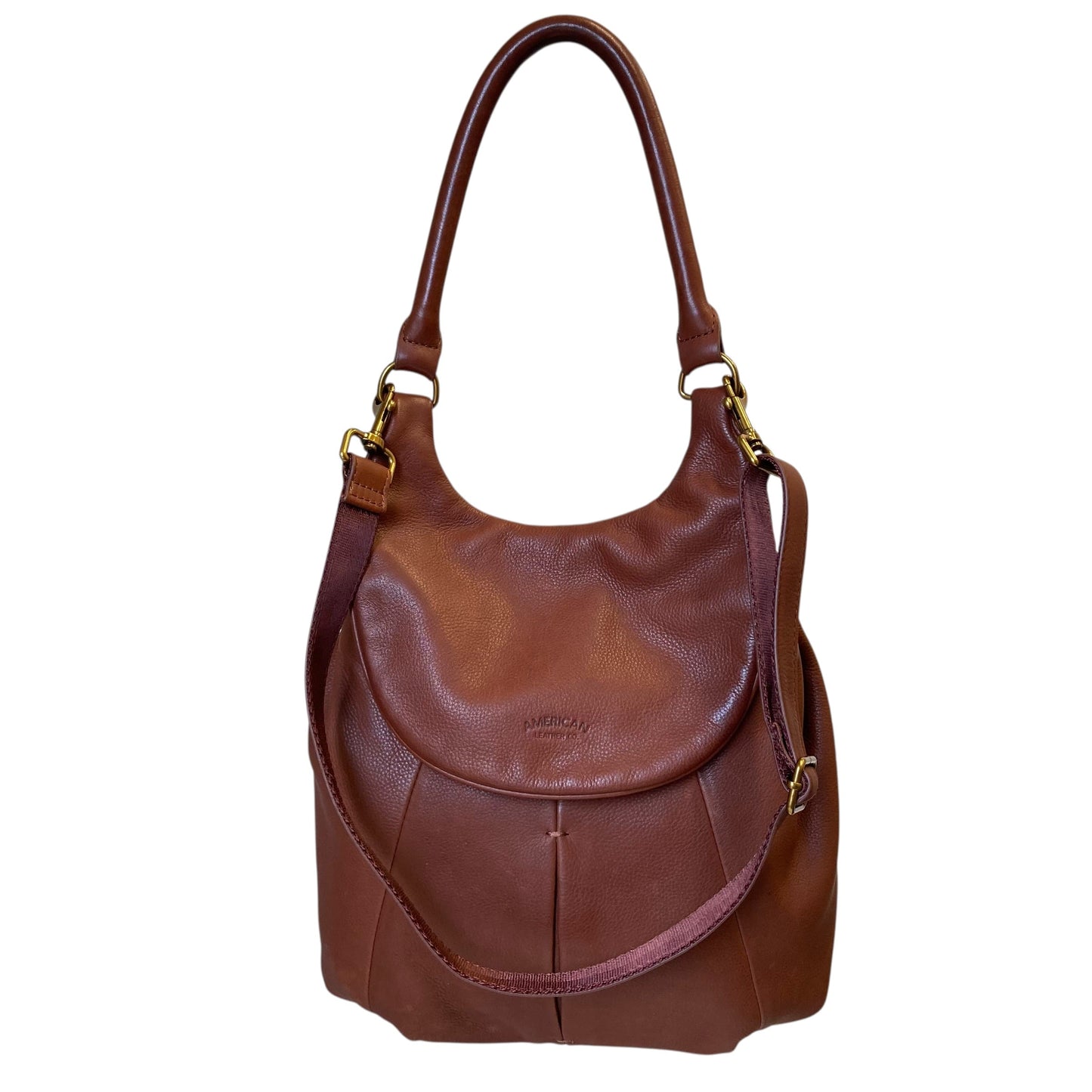 Handbag Leather By American In Brown, Size:Medium
