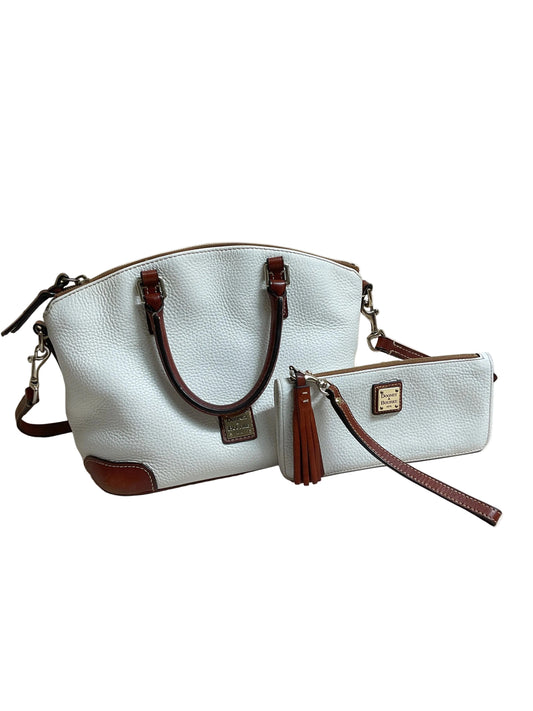 Handbag Designer By Dooney And Bourke In Brown & White, Size:Medium