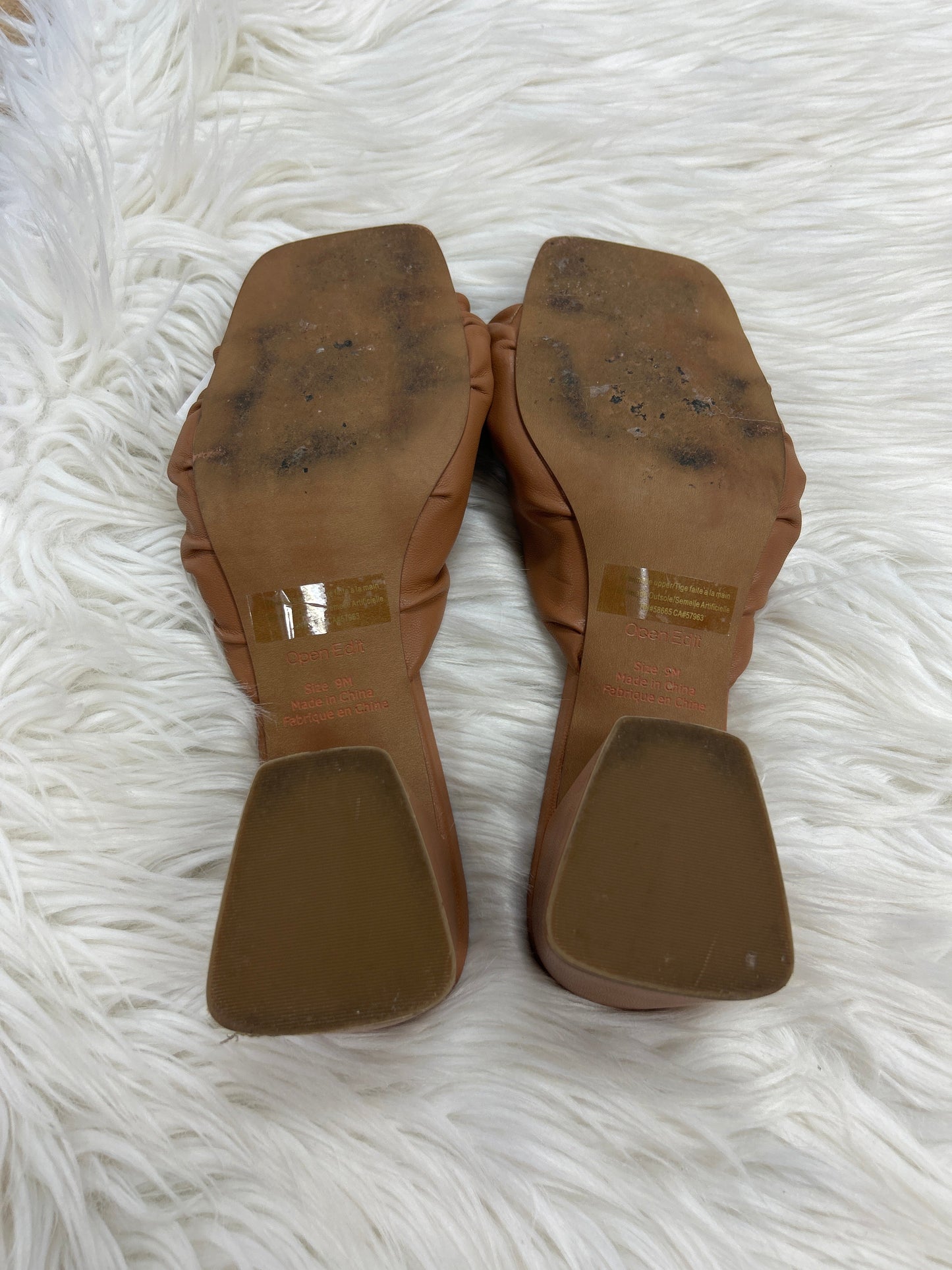 Sandals Heels Block By Open Edit In Brown, Size:9