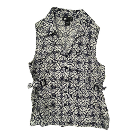 Top Sleeveless By Carole Little In Blue & White, Size:L