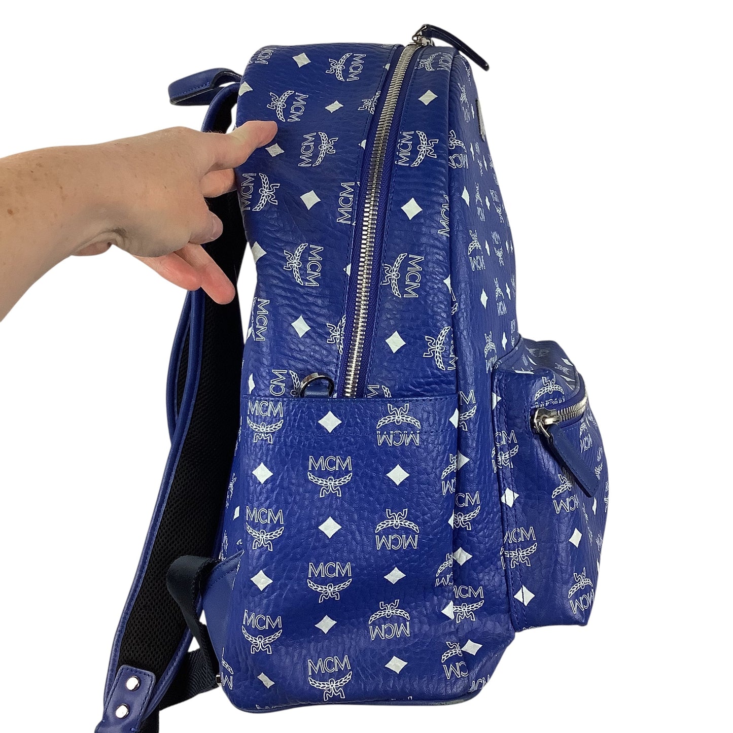 Backpack Luxury Designer By Mcm, Size: Large (As is)