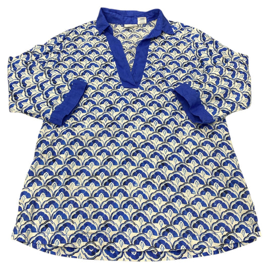 Top 3/4 Sleeve By Sigrid Olsen In Blue & White, Size:M