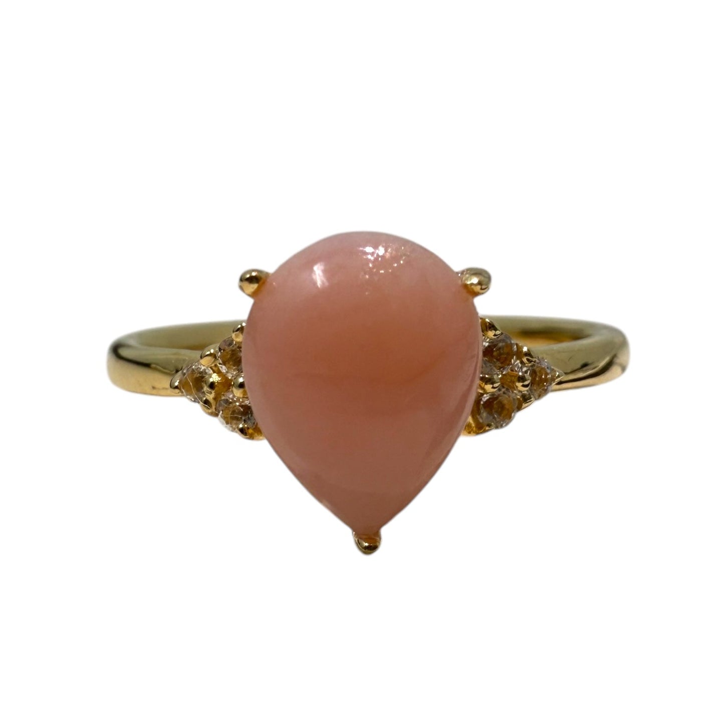 Pink Opal & Gold Over Sterling Silver Ring By Unbranded, Size: 8