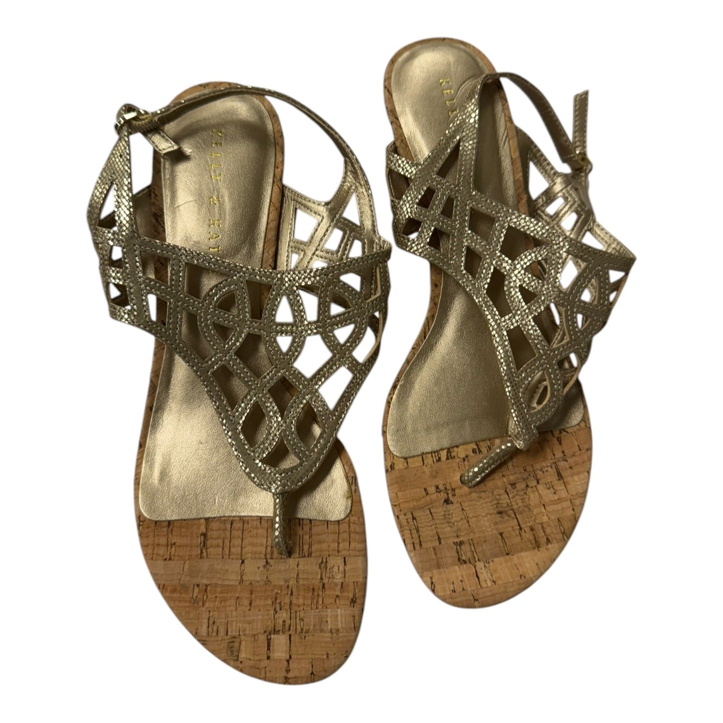 Sandals Heels Wedge By Kelly And Katie In Gold, Size:9