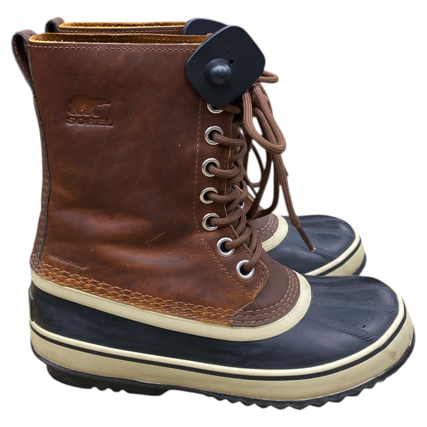 Boots Designer By Sorel In Black & Brown, Size:8