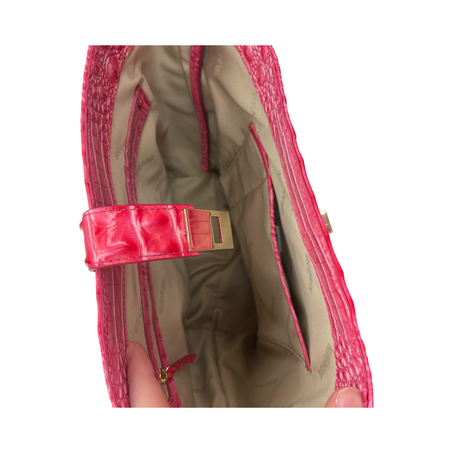 Handbag Designer By Brahmin In Pink, Size:Large