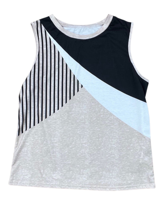 Top Sleeveless By Shein In Tan & White, Size:M