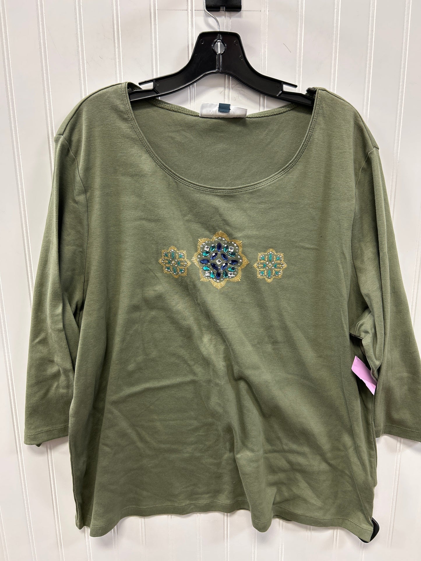 Top Ls By Karen Scott In Green, Size:3X