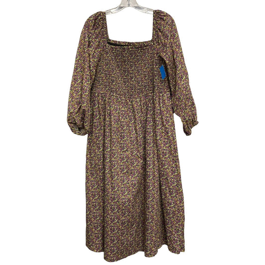 Dress Casual Midi By J. Crew In Floral Print, Size:Xl