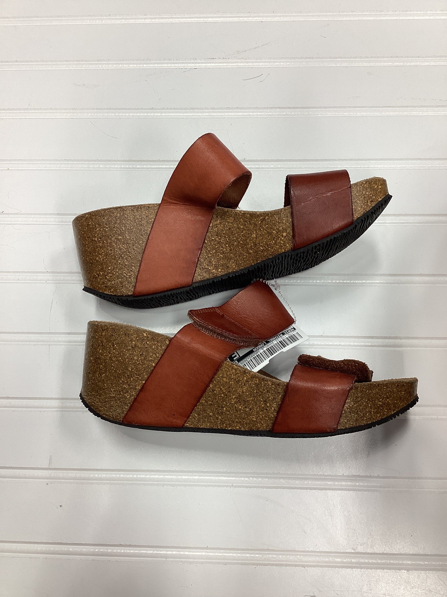 Sandals Heels Wedge By Eric Michael London In Orange, Size:6