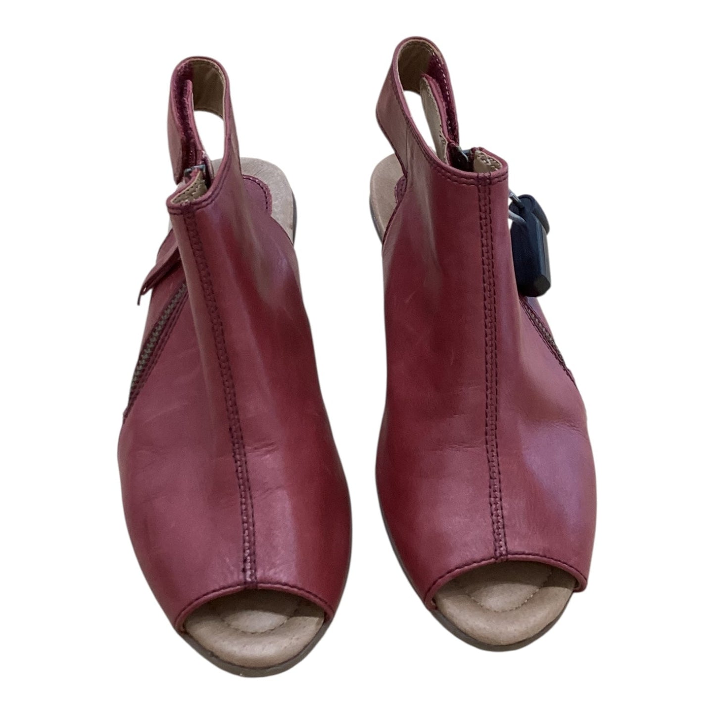 Shoes Heels Block By Earth In Red, Size:5.5