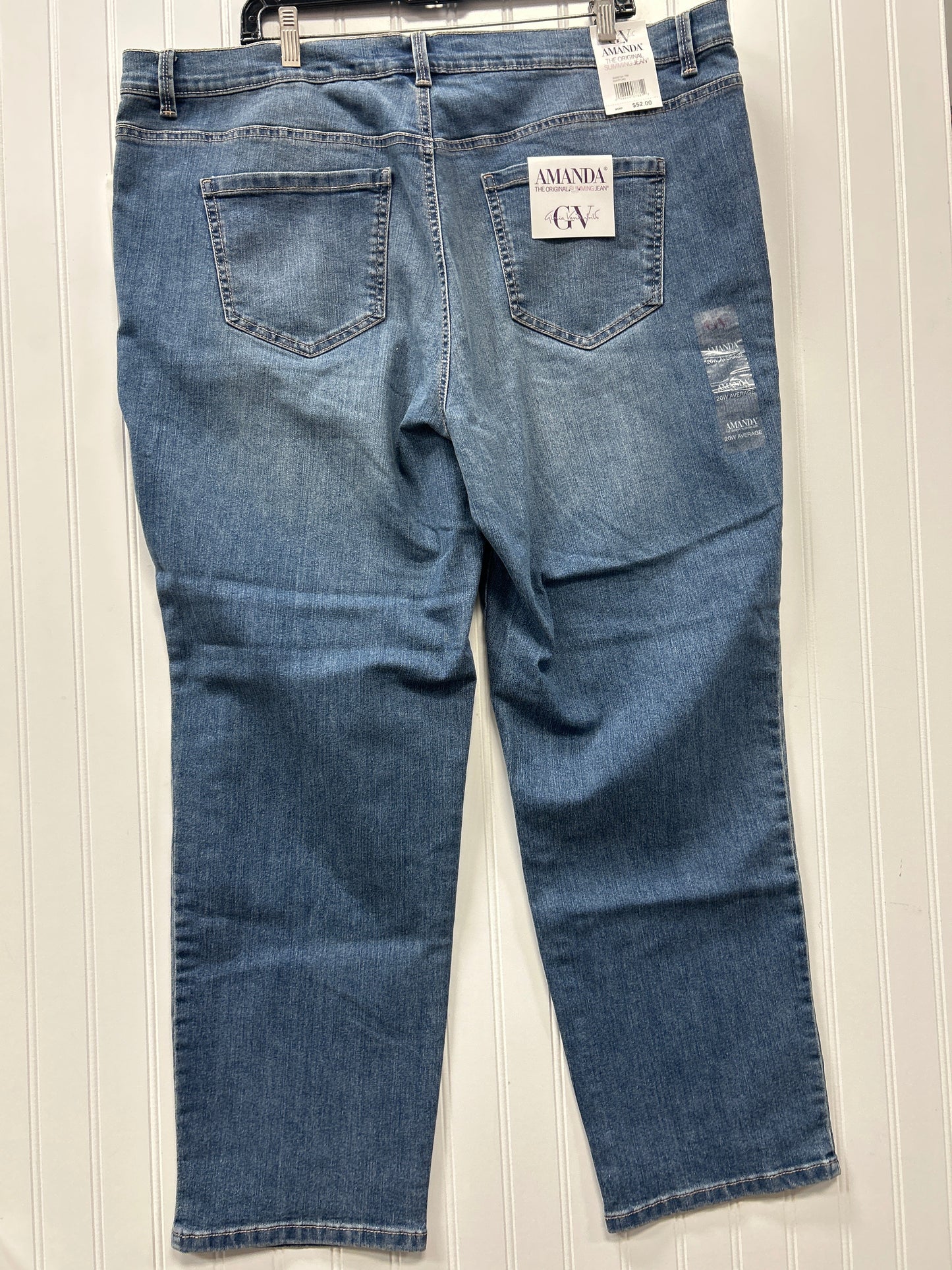 Jeans Straight By Gloria Vanderbilt In Blue Denim, Size:20