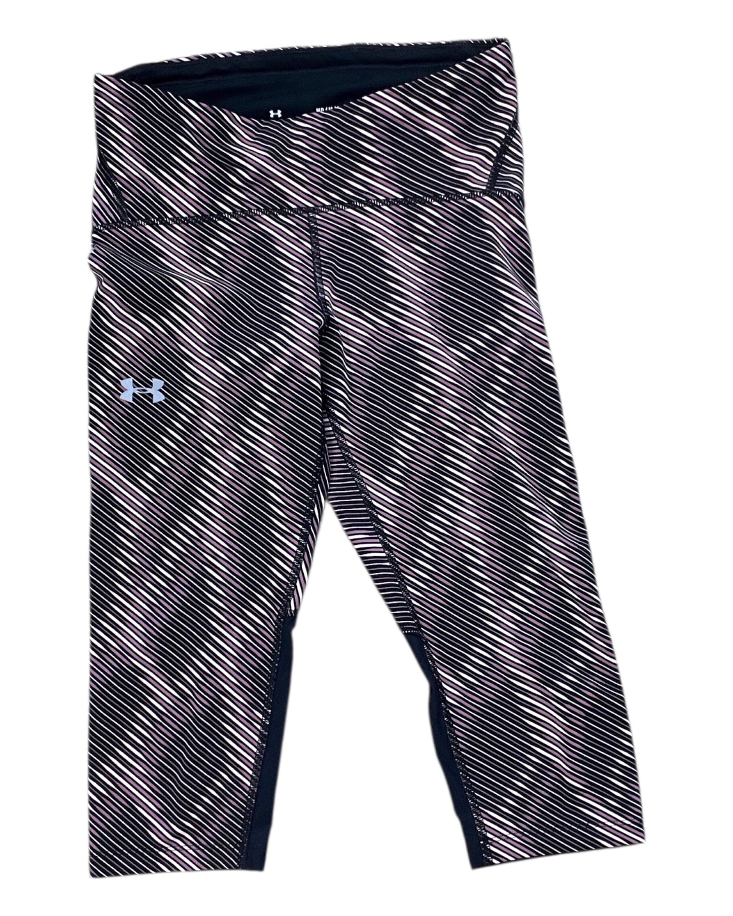 Athletic Leggings Capris By Under Armour In Black & Pink, Size:M