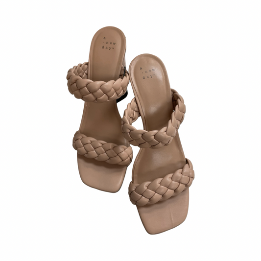 Sandals Heels Block By A New Day In Tan, Size:10