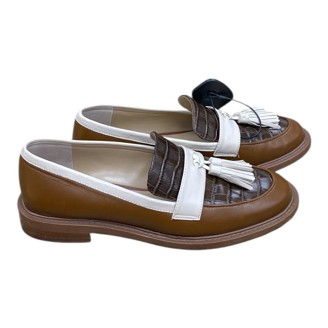 Shoes Heels Block By Ann Taylor In Brown & Cream, Size:8.5