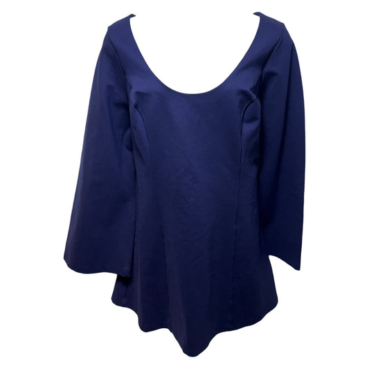 Long-Sleeve Scoop-Neck Mini Dress By Maeve In Navy/Marin, Size: 3x