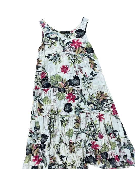 Dress Casual Midi By Clothes Mentor In Cream & Pink, Size:M