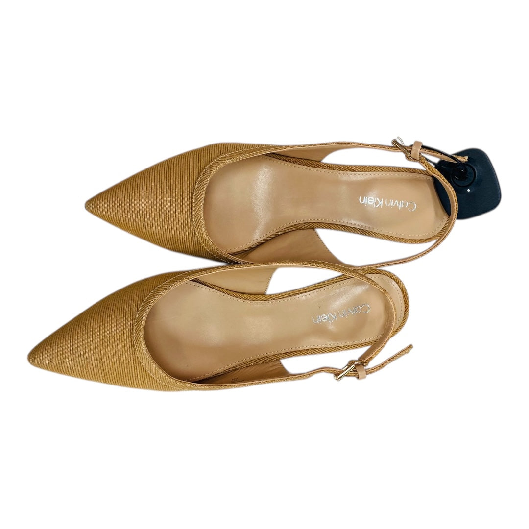 Shoes Heels Block By Calvin Klein In Tan, Size:6.5