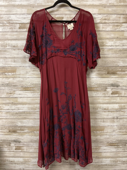 Dress Party Midi By Maeve In Red, Size:14