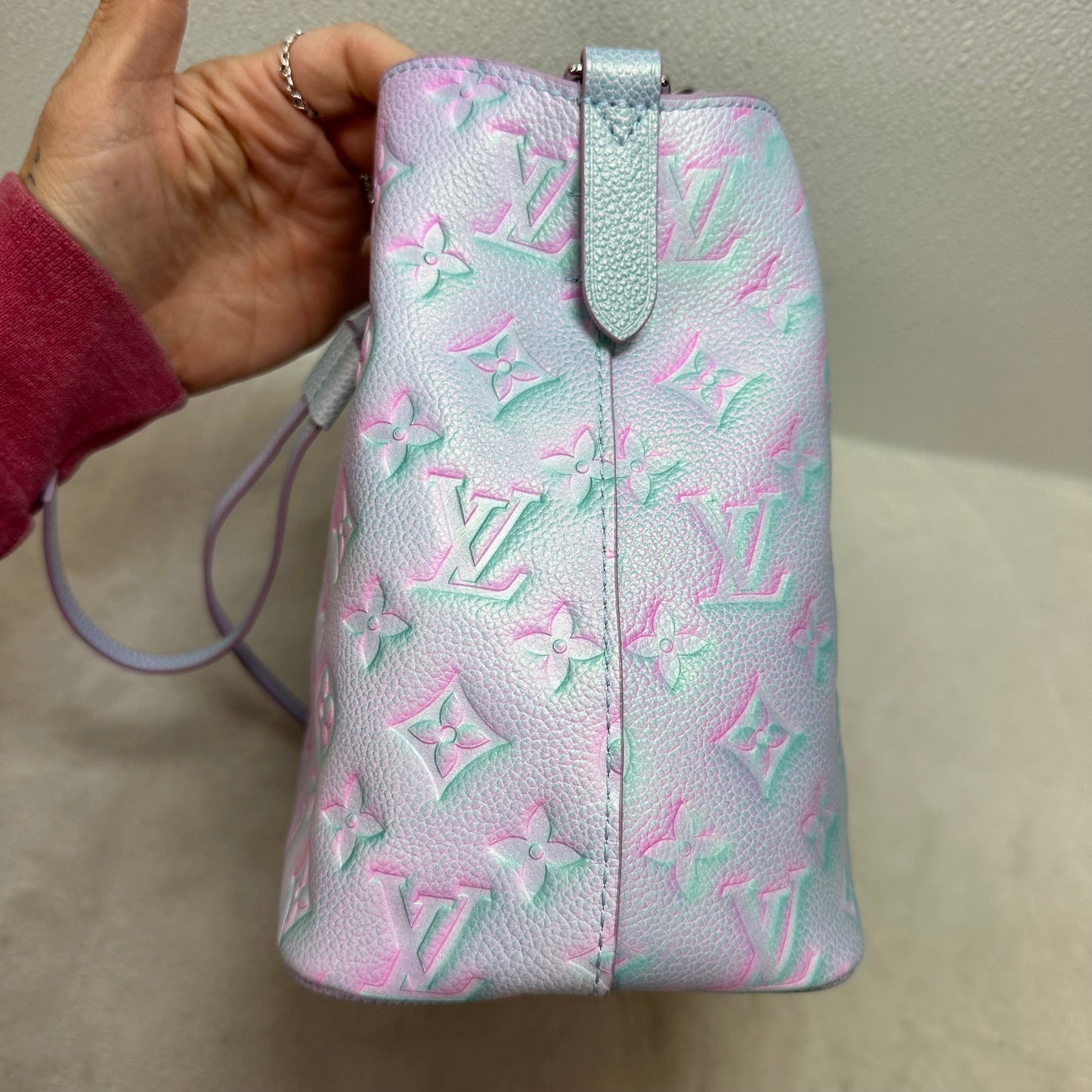 Limited edition NéoNoé BB bucket bag in Lilas Monogram Empreinte Summer Stardust leather Luxury Designer By Louis Vuitton, Size: Small