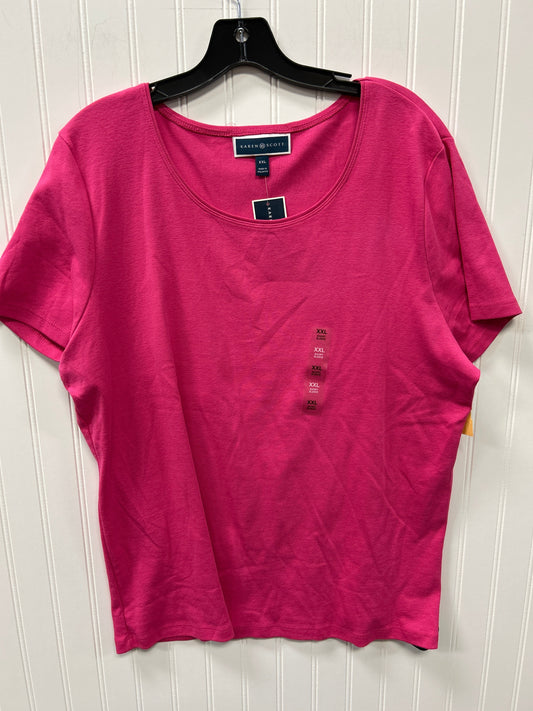 Top Ss Basic By Karen Scott In Pink, Size:Xxl