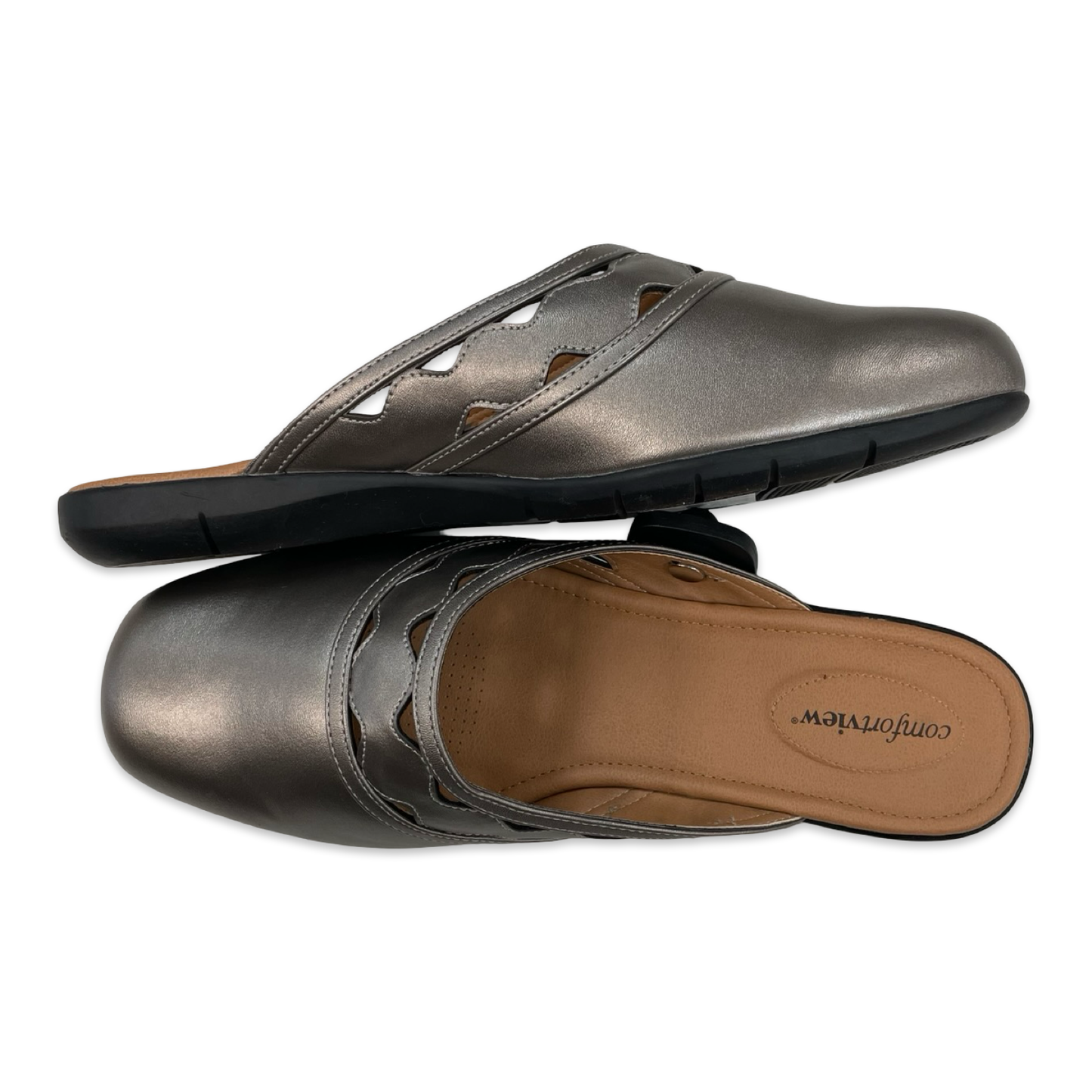 Shoes Flats By Comfortview In Silver, Size:11