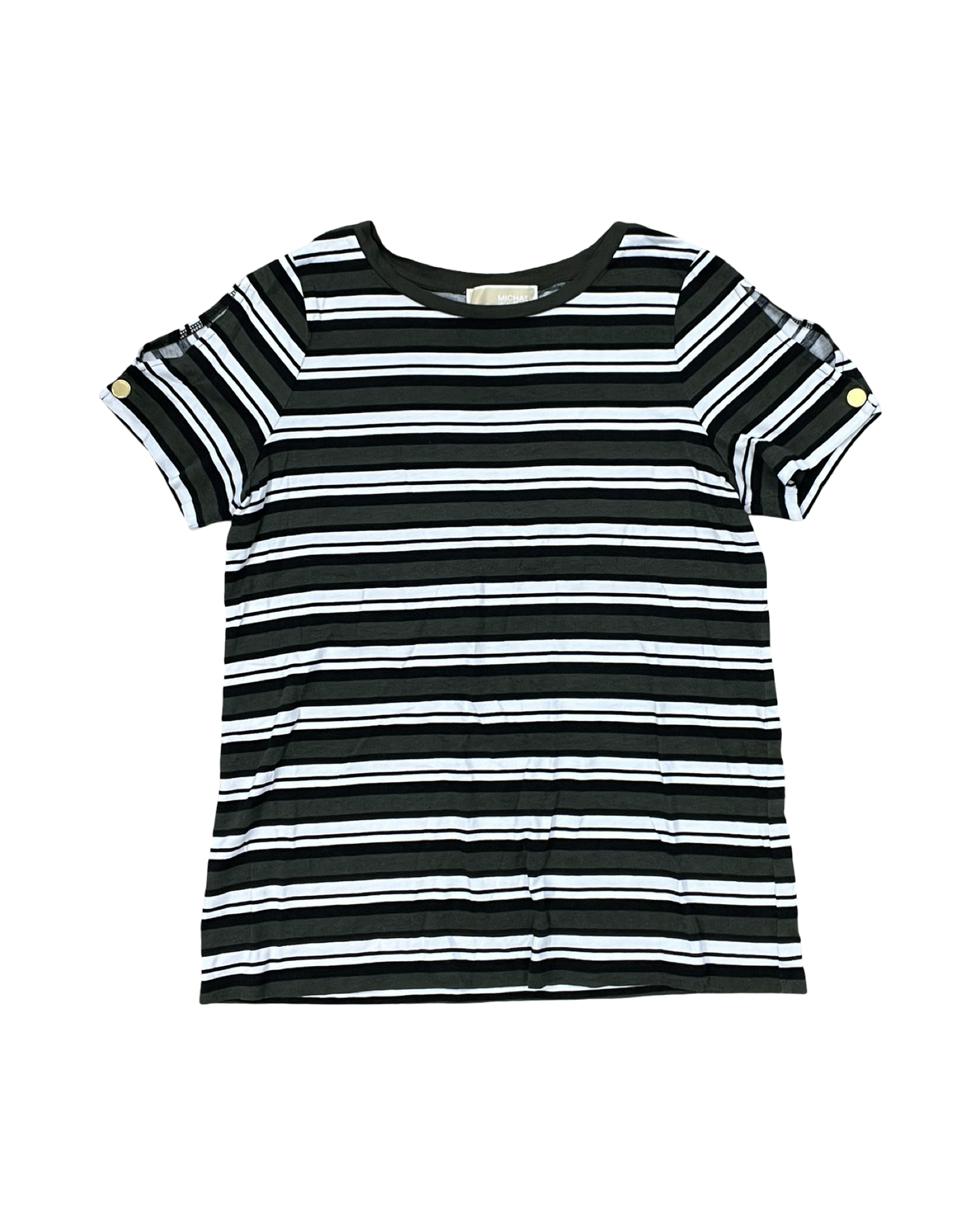Top Ss By Michael By Michael Kors In Green & White, Size:M