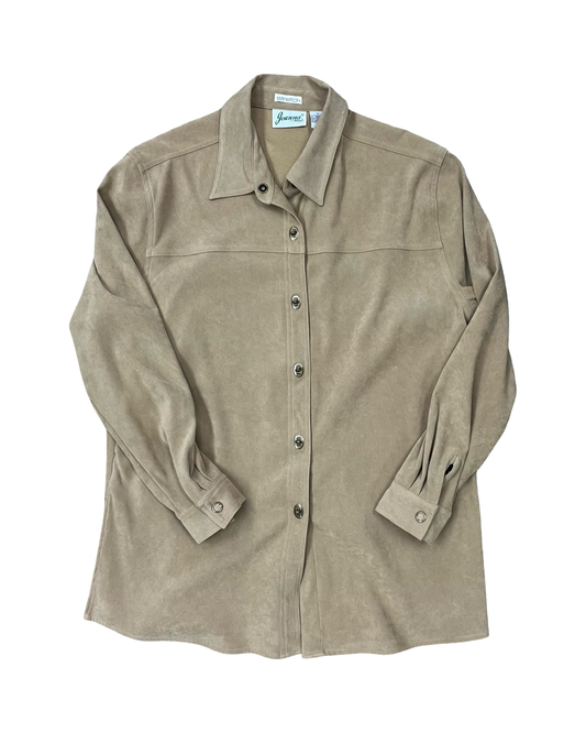 Blouse Ls By Clothes Mentor In Tan, Size:L