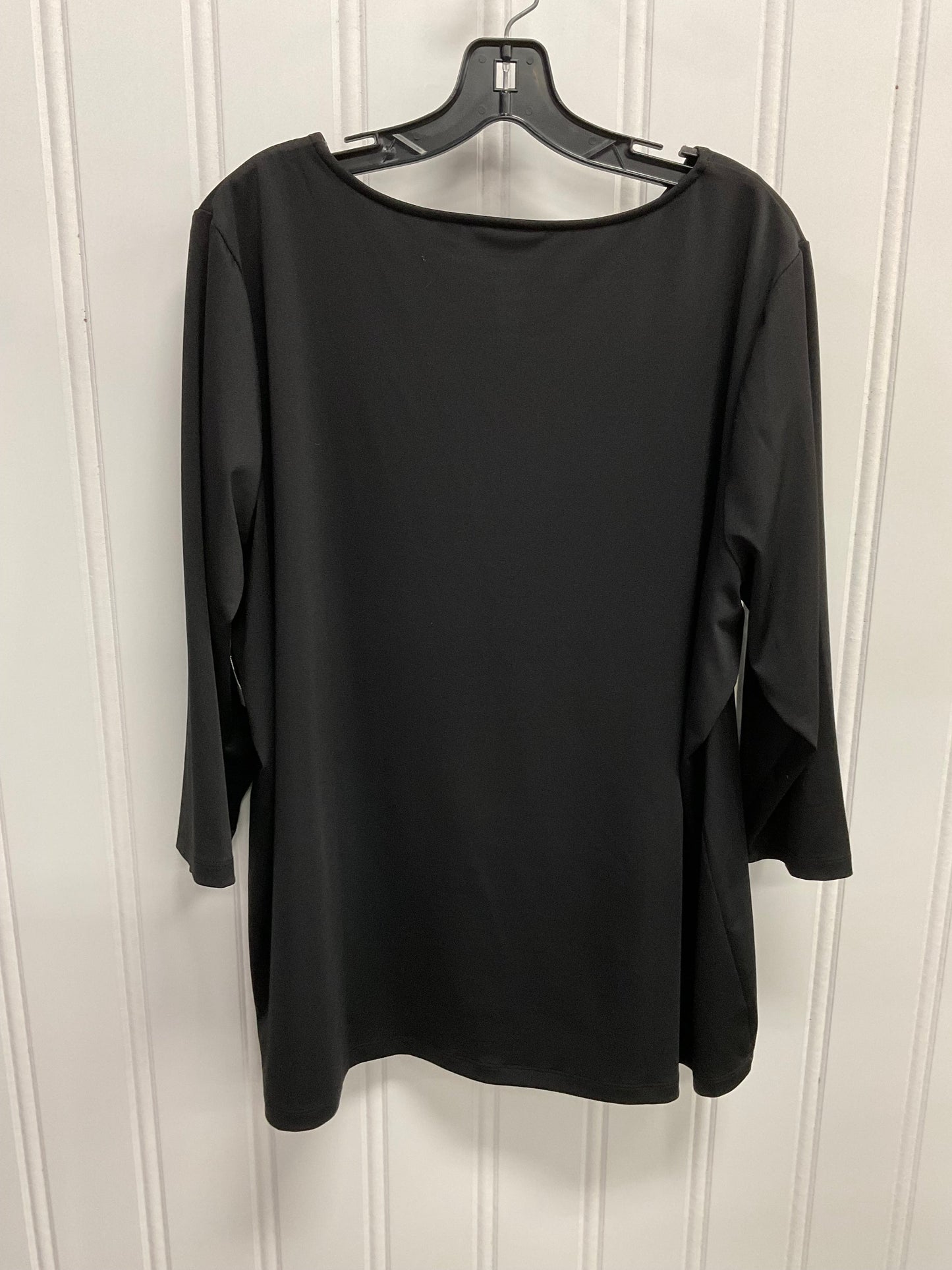 Top 3/4 Sleeve By Susan Graver In Black, Size:2X