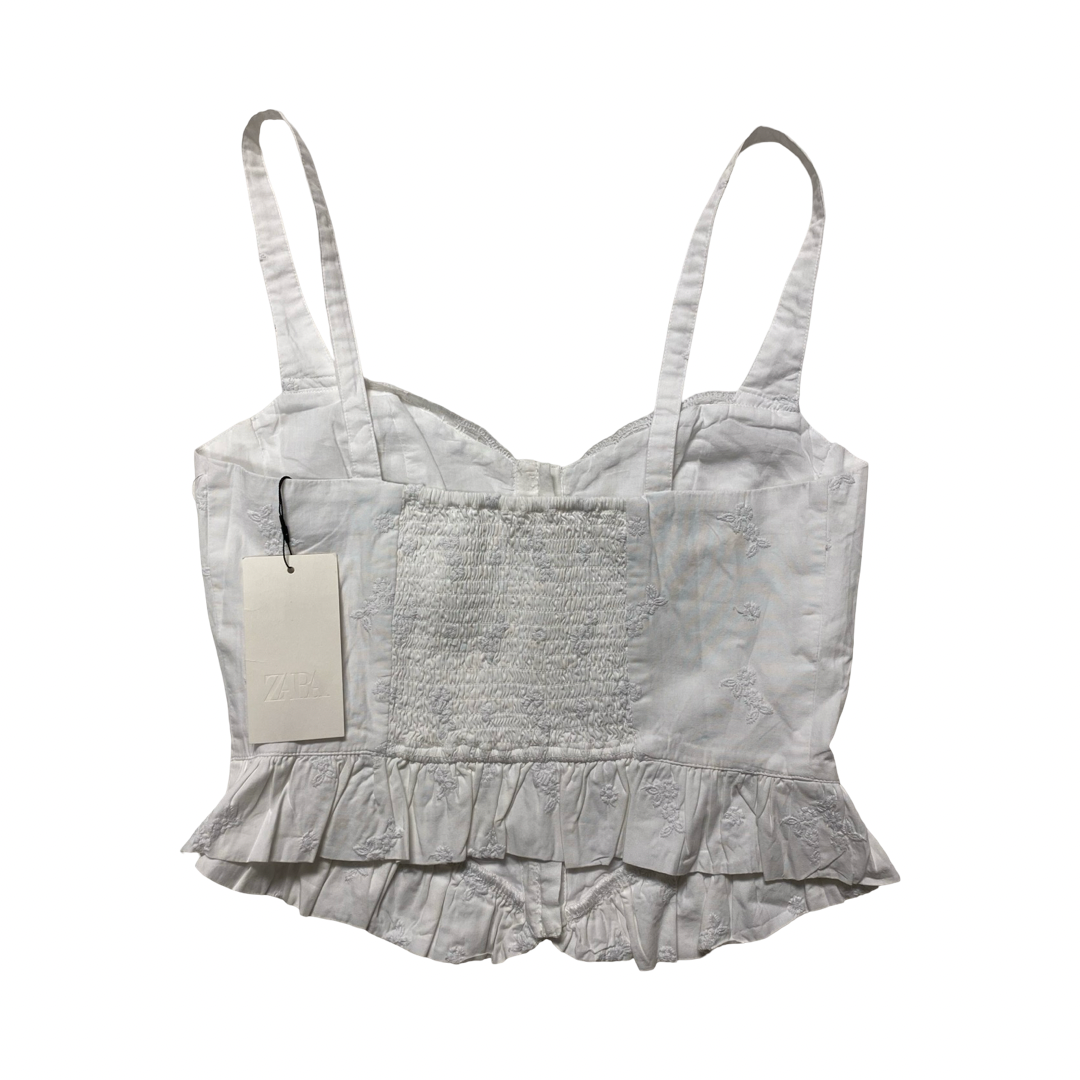 Top Sleeveless By Zara In White, Size:M